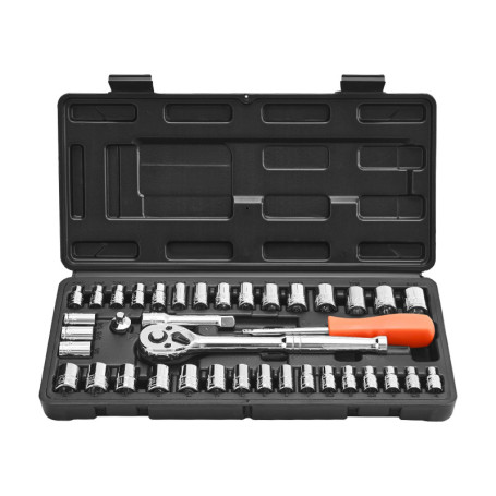 VEVOR Kit de Douilles SAE et Métriques 39 Pièces avec Clé à Cliquet et Étui de Rangement