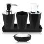 Ensemble de 5 accessoires de salle de bain en plastique noir - WIYETY