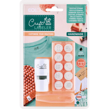 Tampon Auto-Encreur COLOP Craft Labeler R17 avec 10 Motifs Interchangeables