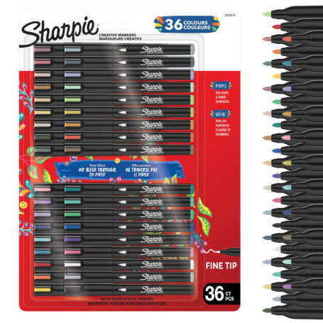 Lot de 36 Marqueurs Acryliques Sharpie - Peinture à Base d'Eau