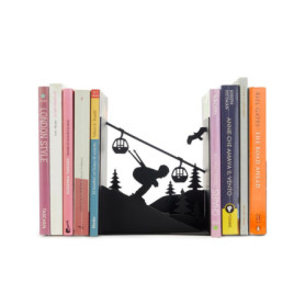 Serre-Livres Ski Rum en Métal Noir avec Base Antidérapante