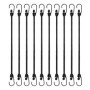 Lot de 10 Tendeurs Élastiques à Crochets Gecosac - 24 cm, Noir