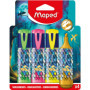 Pochette de 4 Surligneurs Dragon Maped - Fluorescents et Pailletés