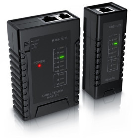 Testeur de Câble Réseau RJ45/RJ11 avec Sélecteur On/Off - Noir