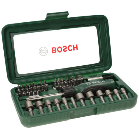 Coffret de Vissage Bosch 46 Pièces avec Embouts et Douilles