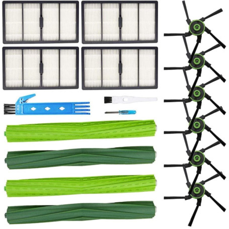 Kit de Rechange pour Aspirateur iRobot Roomba S9 - 2 Brosses, 4 Filtres, 6 Brosses Latérales