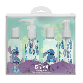 Trousse de Voyage Disney Stitch avec 4 Flacons 50ml - Kit Avion Transparent