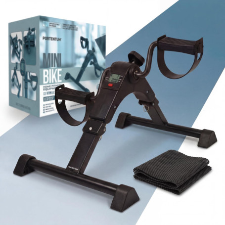 Mini Vélo d'Appartement PORTENTUM pour Seniors - Pliable avec Écran LCD et Tapis Antidérapant