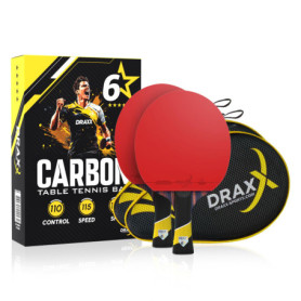 Raquette de Ping-Pong 6 Étoiles PRO CARBON ELITE - Lot de 2 avec Housse