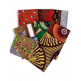 Tissu Wax Africain Imprimé - 8 Coupons Multicolores pour Couture DIY