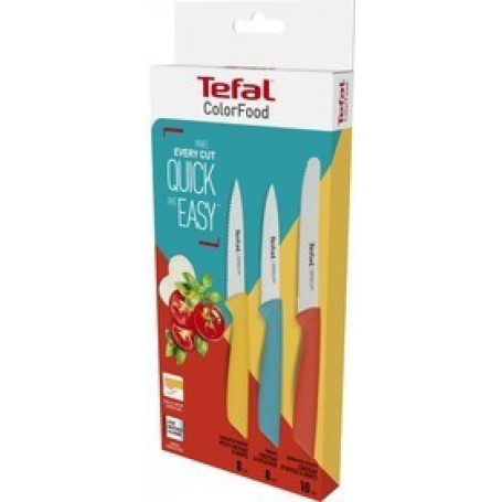 Set de Couteaux Colorfood Tefal - 3 pièces en Acier Inoxydable
