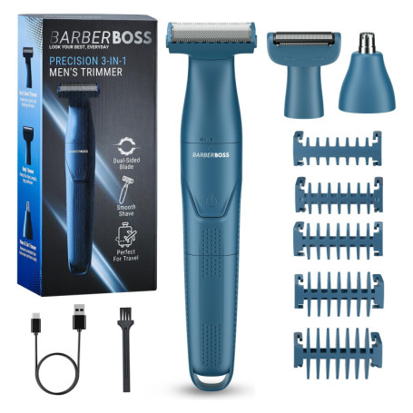 BarberBoss Rasoir 3 en 1 Multifonction pour Homme - Kit de Toilettage Complet