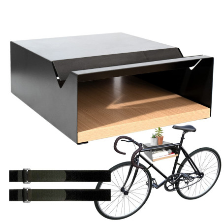 Support mural en bois et aluminium pour vélo - Rangement pratique et élégant