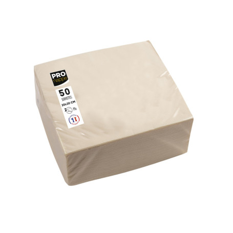 Serviettes Cocktail Ivoire 20x20 cm - 50 Unités en Papier Micro-Gaufré