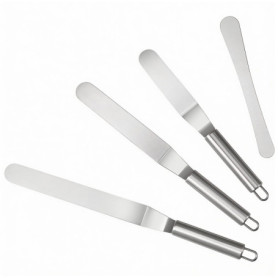 Set de 4 Spatules Coudées en Acier Inoxydable pour Pâtisserie - Ustensiles Professionnels