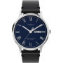 Montre Timex Waterbury Classic Homme - Cuir Noir et Cadran Bleu 40 mm