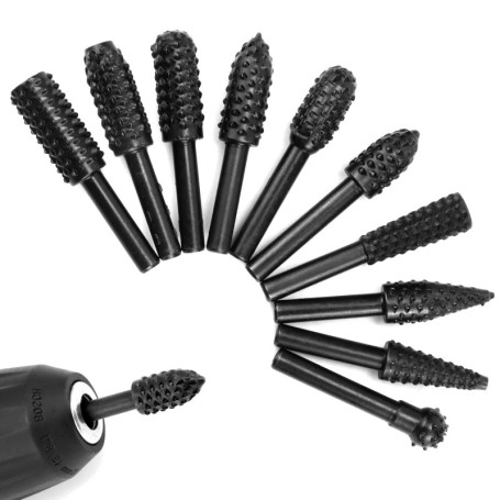 Set de 10 râpes à bois QWORK - Outils de sculpture et de finition