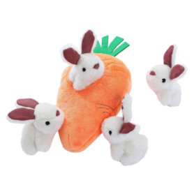 Lot de 5 jouets en peluche pour chiots - Lapin et carotte