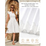 heekpek Robe Ete Femme Mi Longue Coton Col en V Robes Casual Taille Haute Ligne A sans Manche à Volants Robe Boheme Chic Detente