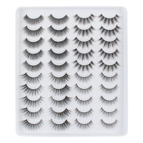 Faux Cils Naturel Court Doux 3d Faux Cil 20 paires Réutilisable à la main 4styles Epais Cat Eye Wispies Fake Lashes Multipack Mi