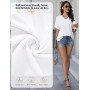 PASUDA Tee Shirt Femme Col V Manche Courte Tshirt Femme Haut Ete Chic et Élégant Couleur Unie Lâches Tops Tunique Vetement Femme