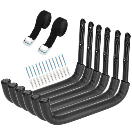 Heavdace Lot de 6 Crochets de Rangement Robustes pour Garage - Support Mural Noir
