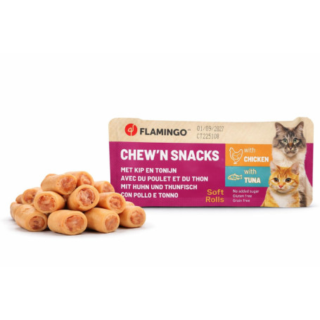 Friandises Chew'n Snack Rolls Poulet & Thon pour Chien - Flamingo
