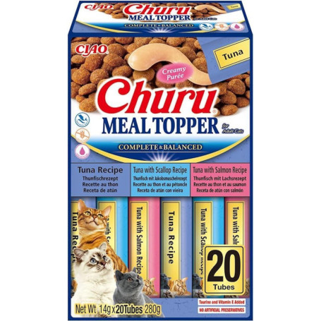 INABA Churu Snack Crémeux pour Chats - Thon en 3 Variétés - 20 Sticks