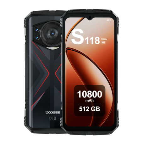 DOOGEE S118 Smartphone Incassable 2024 - 20Go RAM, 512Go ROM, 10800mAh, Écran 6.58" FHD+