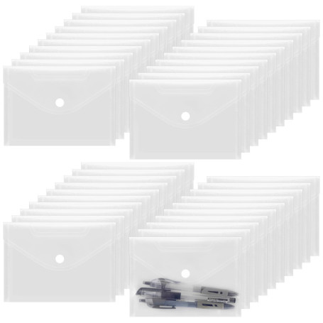 Lot de 50 pochettes A6 transparentes avec fermeture Velcro - PUCSIQ
