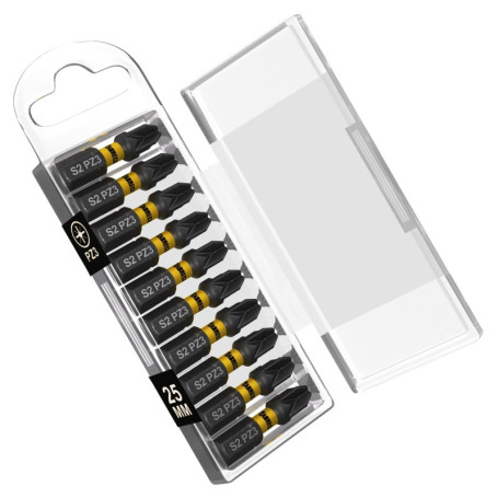 Set de 10 embouts de vissage magnétiques PZ3 25 mm SabreCut pour perceuse