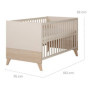 Lit bébé évolutif Sidney en chêne et beige - 70 x 140 cm