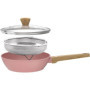 Sauteuse Arthur Martin Ø24 cm en Aluminium Rose avec Couvercle et Panier Inox