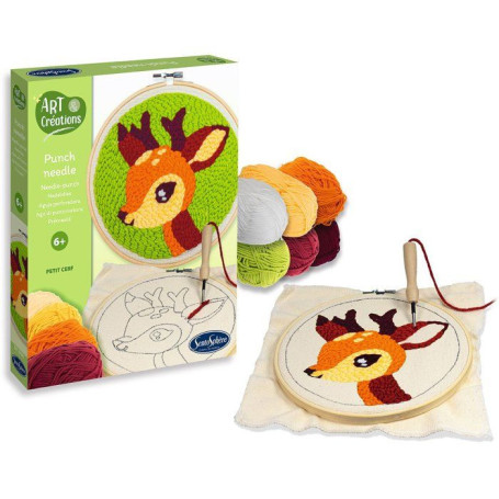 Kit de Broderie Aiguille Magique - Petit Cerf - Initiation au Punch Needle