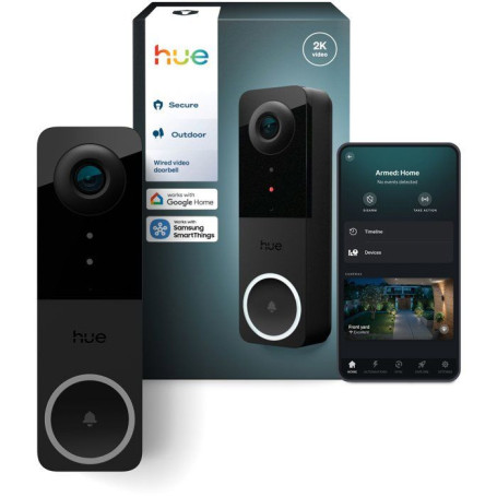 Sonnette Vidéo Connectée Philips Hue - 2K avec Conversation Bidirectionnelle