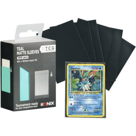Pochettes de Protection Konix pour Cartes - 100 Unités - Bleu Turquoise