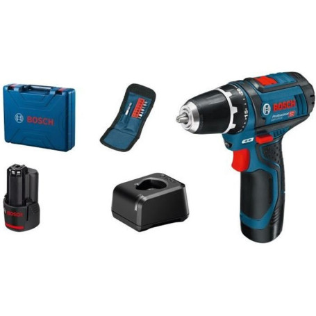 Perceuse-visseuse sans fil Bosch Professional GSR 12V-15 avec accessoires et batteries