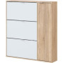 Meuble à chaussures moderne avec 3 tiroirs et 1 porte en chêne et blanc