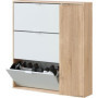 Meuble à chaussures moderne avec 3 tiroirs et 1 porte en chêne et blanc