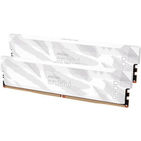 Kit Mémoire Gamer Crucial Pro OC 32 Go DDR5-6400 avec Dissipateur Thermique Blanc