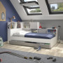 Lit enfant GAMI Erwan avec rangements - Blanc et gris - 90 x 200 cm