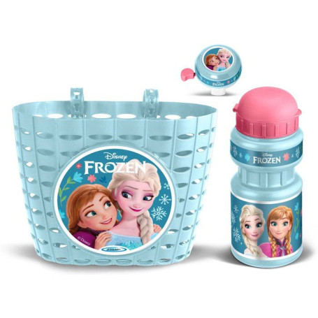 Trio Accessoires Vélo La Reine des Neiges - Corbeille, Bidon et Sonnette