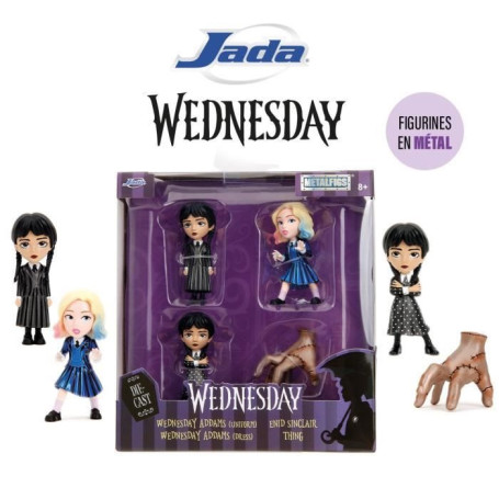 Coffret de 4 Figurines Métalliques Mercredi - Série Netflix - 6,5 cm