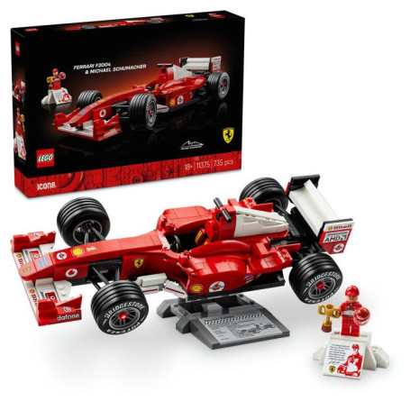 Maquette LEGO Icons Ferrari F2004 et Michael Schumacher - Voiture F1 pour Adultes