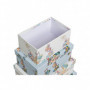 Jeu de Caisses de Rangement Empilables DKD Home Decor Bleu Blanc Fleurs Carton ( 97,99 €
