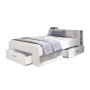 Lit Adulte Contemporain Oxygene Blanc Mat 140x190 cm avec Rangement