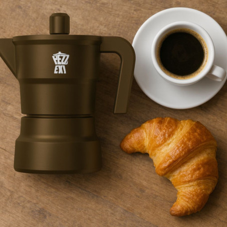 Cafetière Italienne Pezzetti Solidexpress en Aluminium - 3 Tasses Kaki