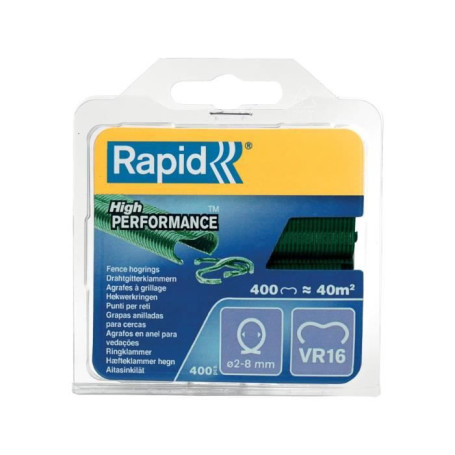 Agrafes à Grillage VR16 Rapid - Pack de 200 Plastifiées Vertes