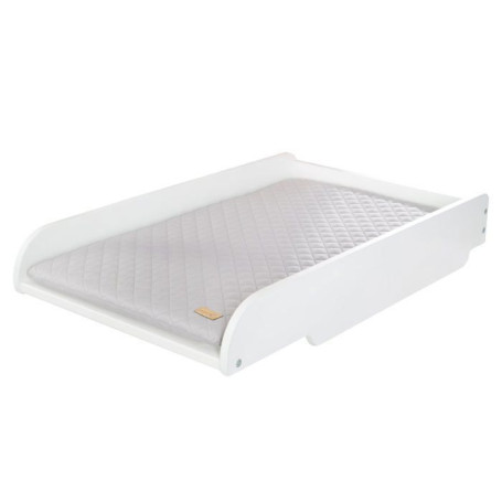 Plan à Langer en Bois Laqué Blanc avec Matelas Gris - ROBA