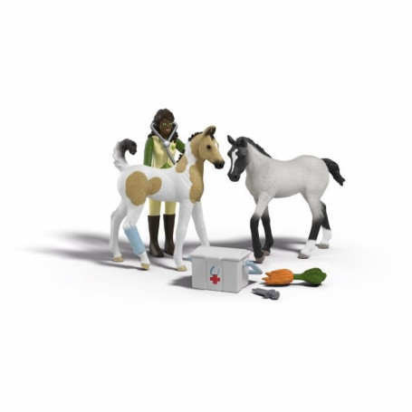 Figurine Sarah et ses bébés animaux - Soins vétérinaires Schleich